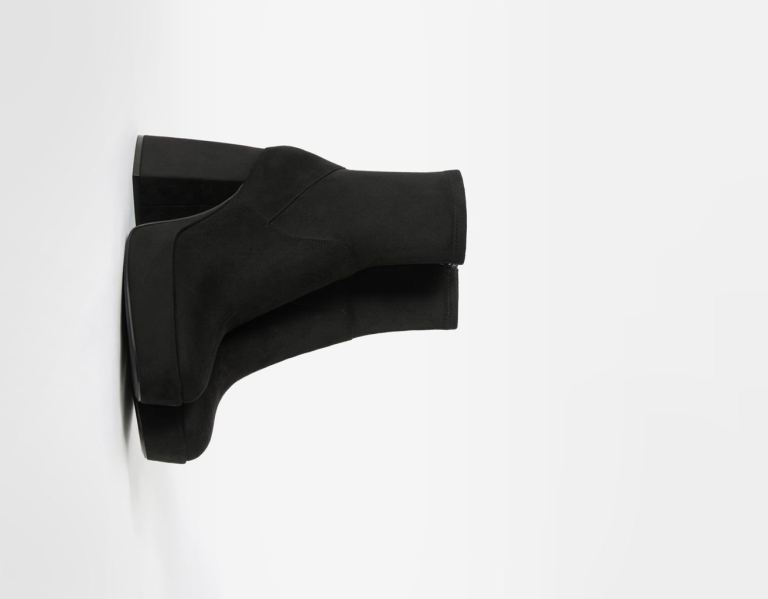 Black Women\'s Bershka Fitted High-heel Ankle Platform Boots | ZxGDFL4Arnt
