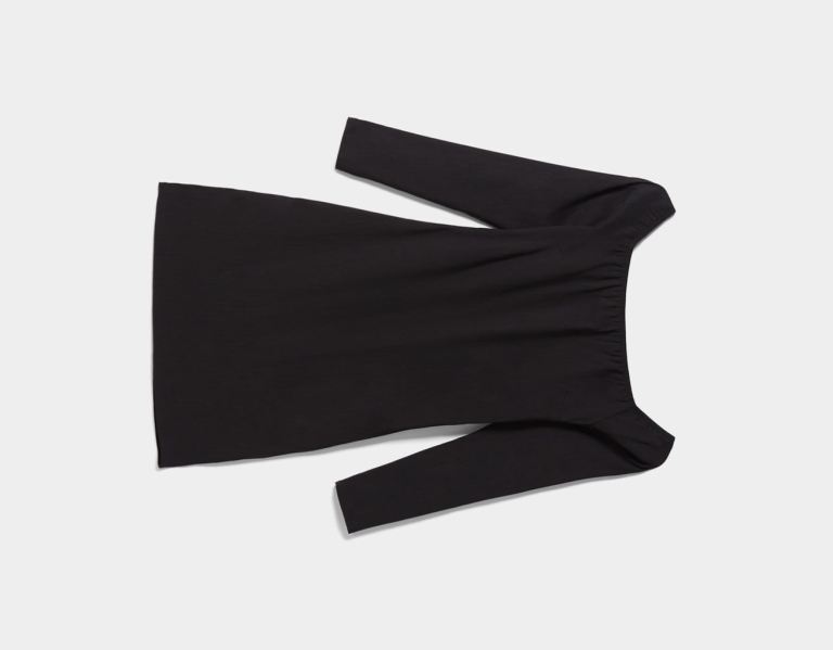 Black Women's Bershka Long Sleeve Fitted Boat Neck Dress | B1UkNw7plBY