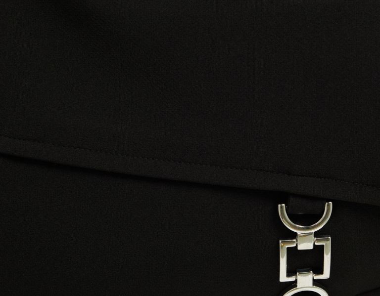 Black Women's Bershka Skort With Buckle Skirts | F2CoR8FXuYj