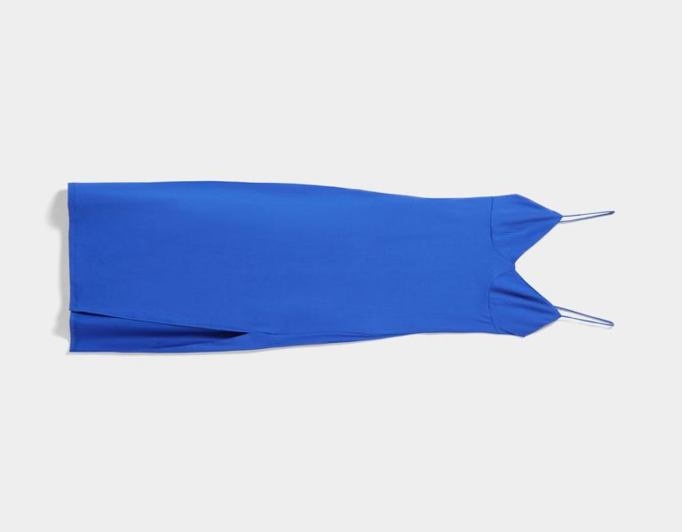 Blue Women's Bershka Strappy Midi Dress | ChIpR5zOyLM