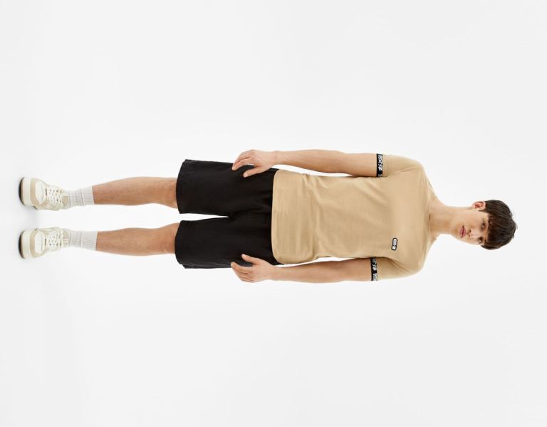 Brown Men's Bershka Braided T Shirts | nHrVkuOwKXv