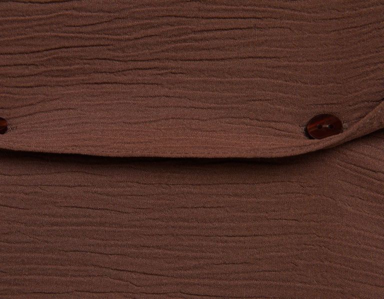 Brown Women's Bershka Creased-effect Crepe Long Sleeve Shirts | w34SjJC7PQC