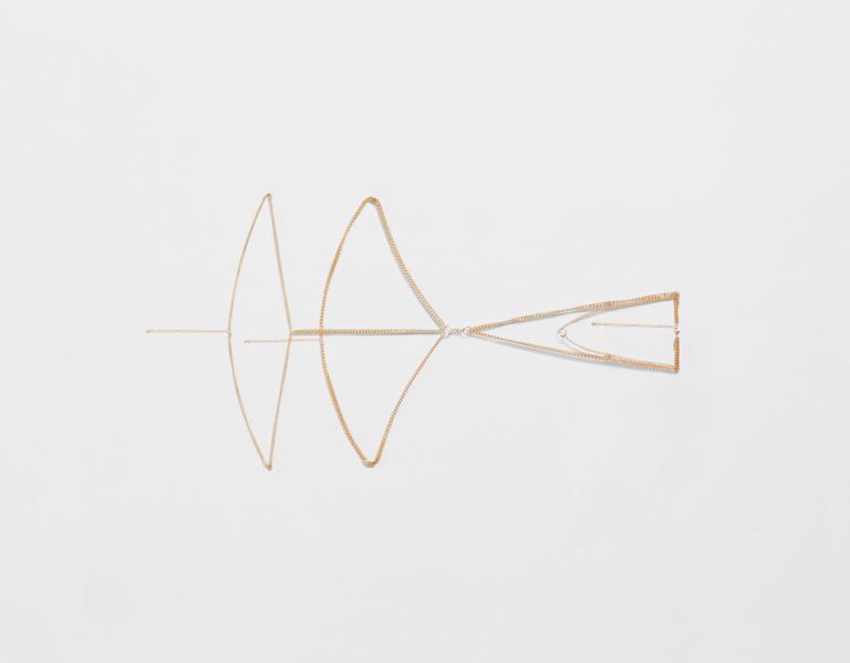 Gold Women's Bershka Gold Body Chain Tops | gqHq47SuAeC