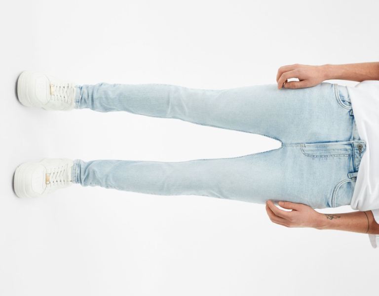 Light Blue Men's Bershka Super Skinny Jeans | iGRTMY8OQ7v