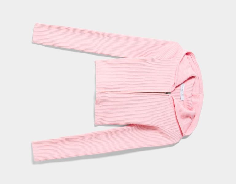 Pink Women's Bershka Hooded Cardigan | GOdUARdezHR