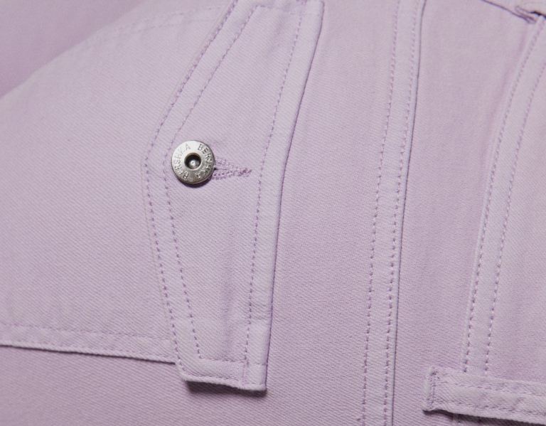 Purple Women's Bershka Low-rise Flared Twill Jeans | jaka2UKNKnk