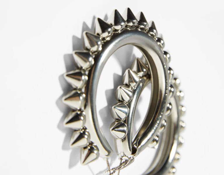 Silver Women's Bershka Punky Hoop Earrings Jewelry | Tx3o1yfQD7S