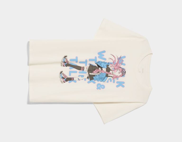 White Men's Bershka Short Sleeve With Anime Print T Shirts | yiqmzKu1qVV